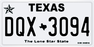 TX license plate DQX3094