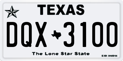 TX license plate DQX3100