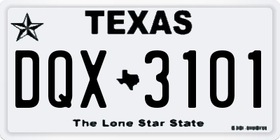 TX license plate DQX3101