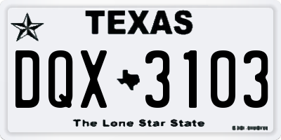 TX license plate DQX3103