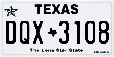 TX license plate DQX3108
