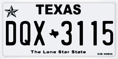 TX license plate DQX3115