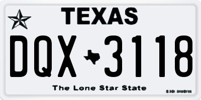 TX license plate DQX3118