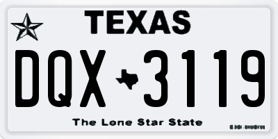 TX license plate DQX3119