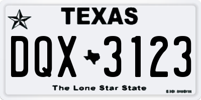 TX license plate DQX3123