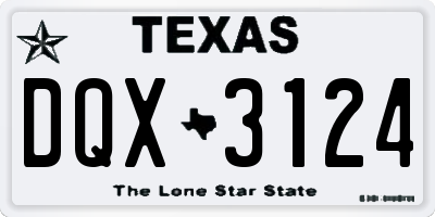 TX license plate DQX3124
