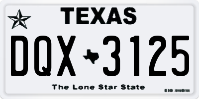 TX license plate DQX3125