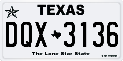 TX license plate DQX3136