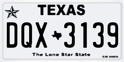 TX license plate DQX3139