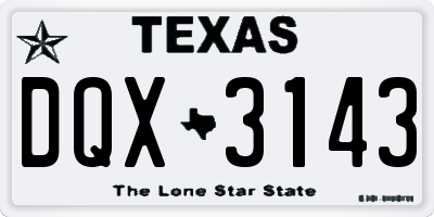 TX license plate DQX3143