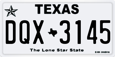 TX license plate DQX3145