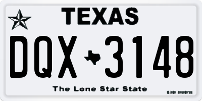 TX license plate DQX3148