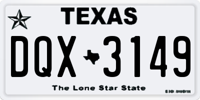 TX license plate DQX3149