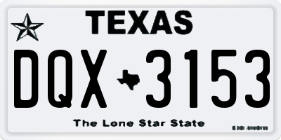 TX license plate DQX3153