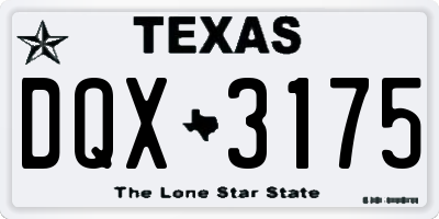 TX license plate DQX3175