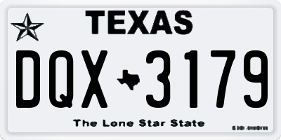 TX license plate DQX3179