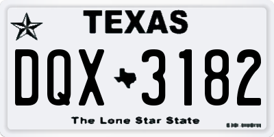 TX license plate DQX3182