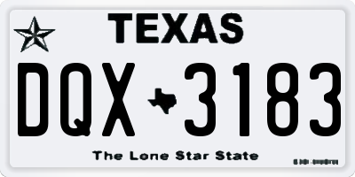 TX license plate DQX3183