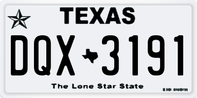 TX license plate DQX3191