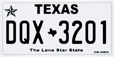 TX license plate DQX3201