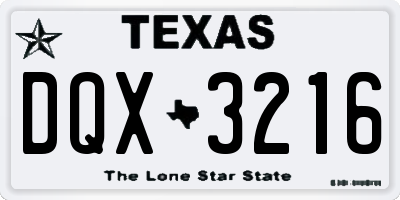 TX license plate DQX3216