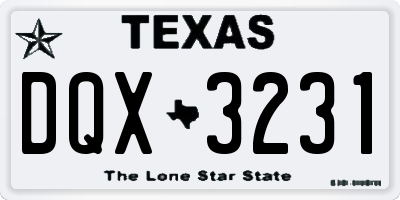 TX license plate DQX3231