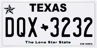 TX license plate DQX3232