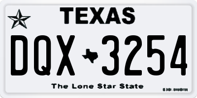 TX license plate DQX3254
