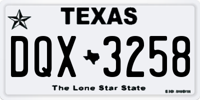 TX license plate DQX3258