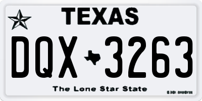 TX license plate DQX3263
