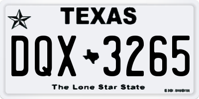 TX license plate DQX3265