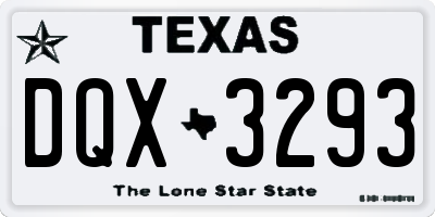 TX license plate DQX3293