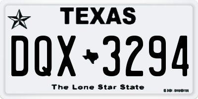 TX license plate DQX3294
