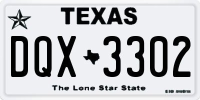 TX license plate DQX3302