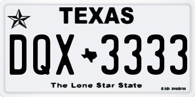 TX license plate DQX3333
