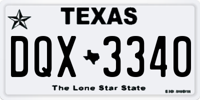 TX license plate DQX3340