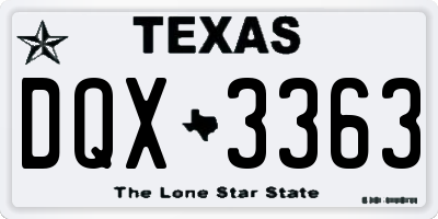 TX license plate DQX3363