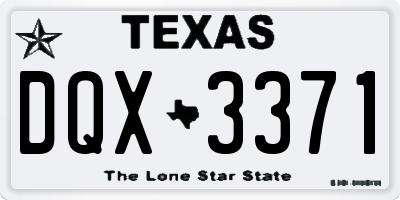 TX license plate DQX3371