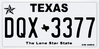 TX license plate DQX3377