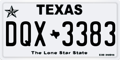 TX license plate DQX3383