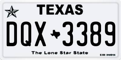 TX license plate DQX3389