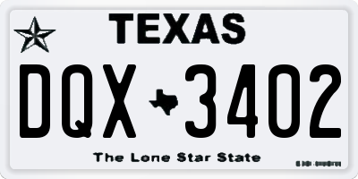 TX license plate DQX3402