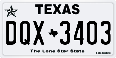 TX license plate DQX3403