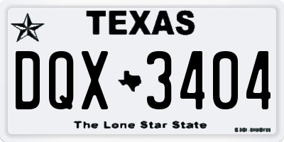 TX license plate DQX3404