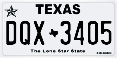 TX license plate DQX3405