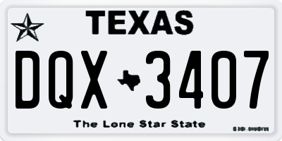 TX license plate DQX3407