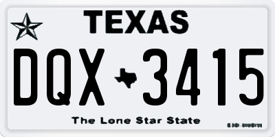 TX license plate DQX3415