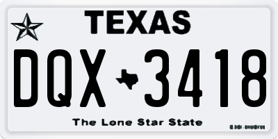TX license plate DQX3418