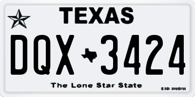 TX license plate DQX3424