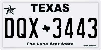 TX license plate DQX3443